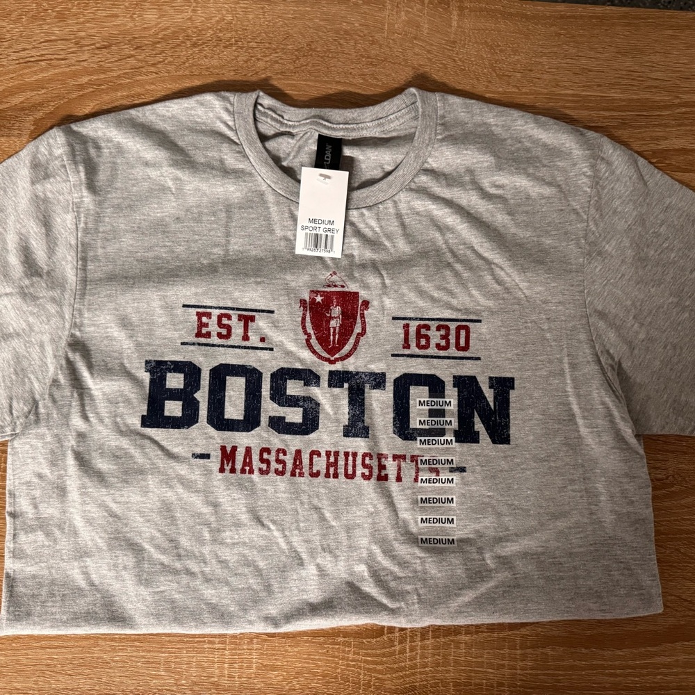 Gray Boston Massachusetts Graphic T-Shirt